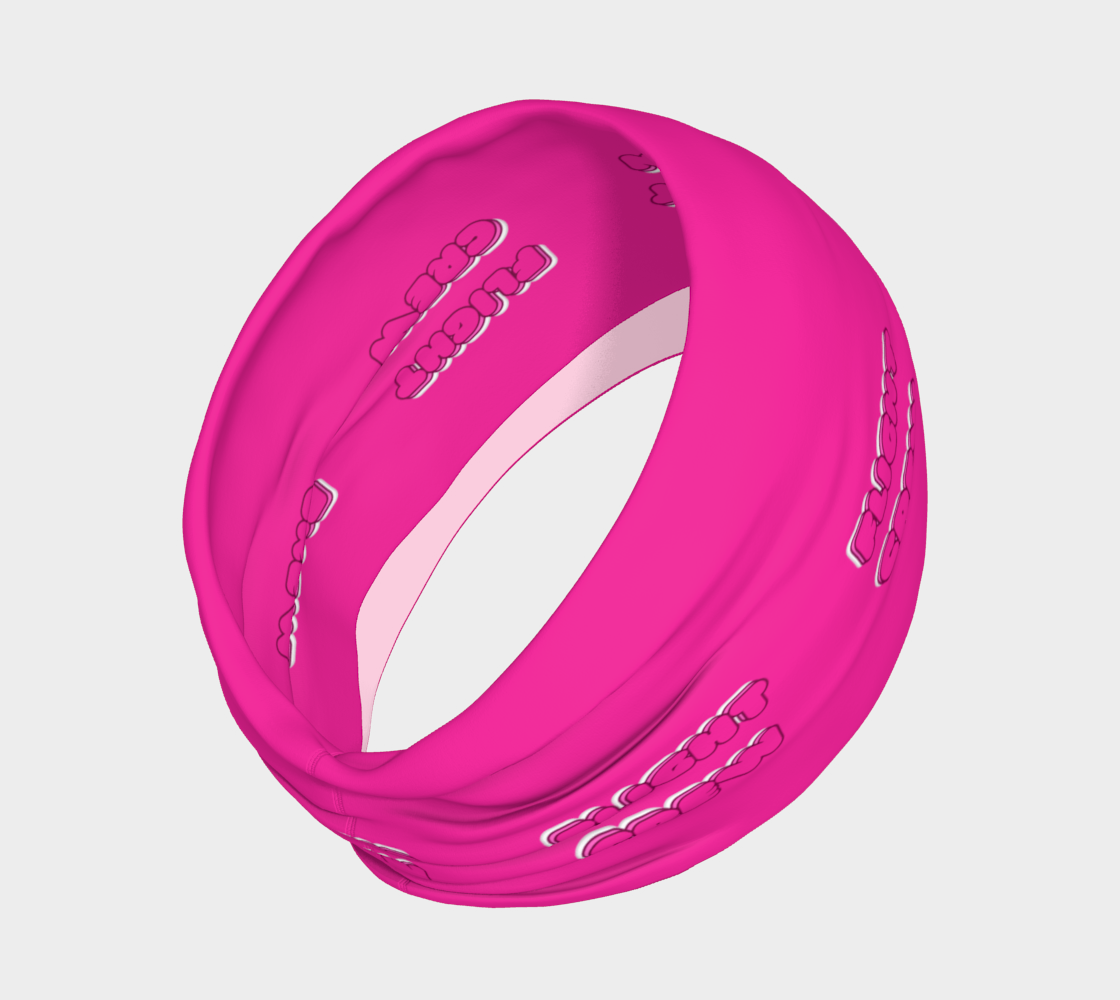 Hot pink headband with text "Flight Crew" on a white background