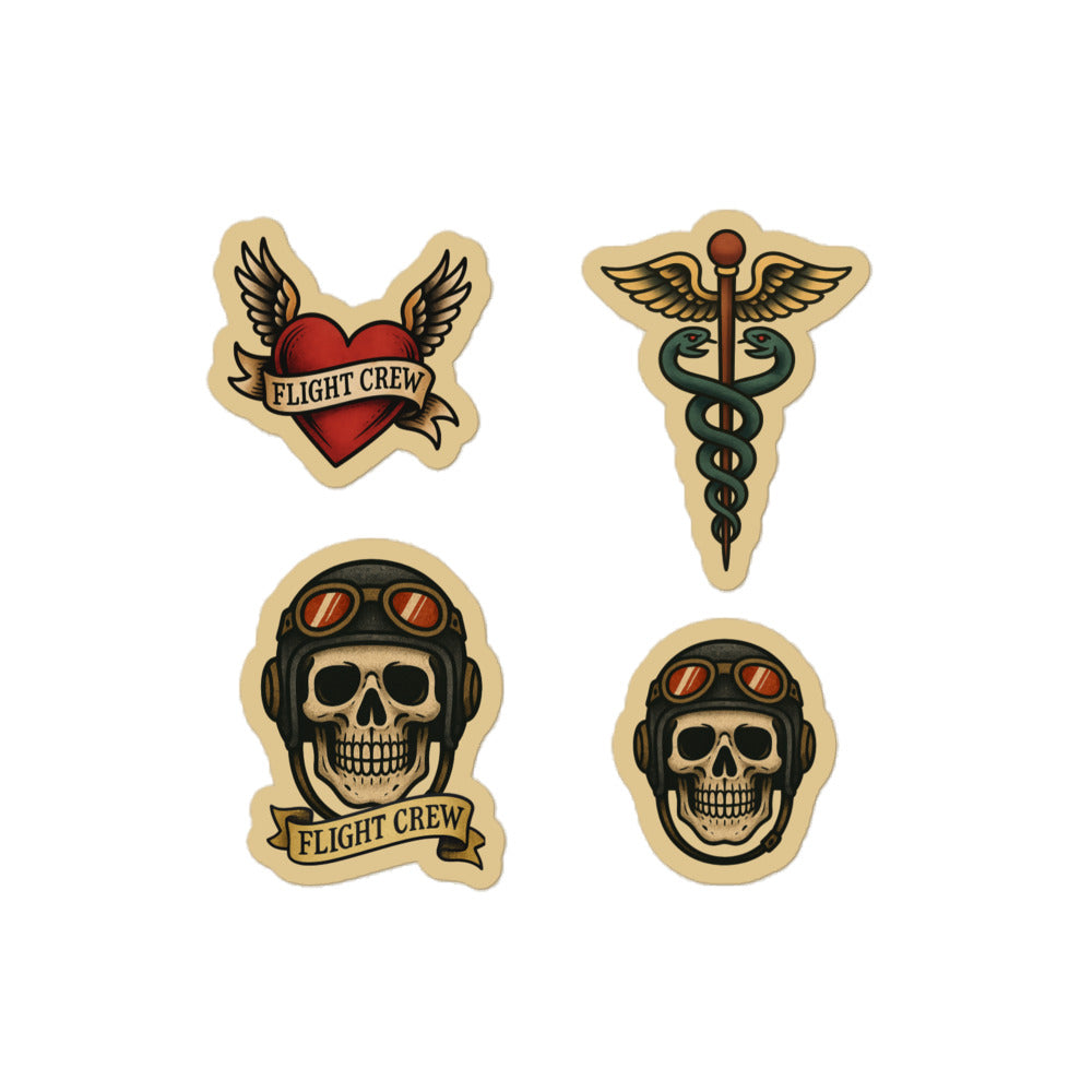 Set of 4 American Traditional tattoo style stickers by Rotor Wash & Wear