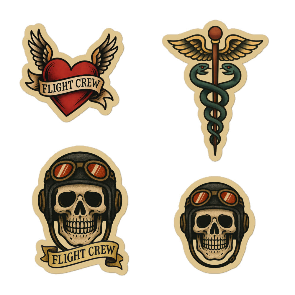 Set of 4 American Traditional tattoo style stickers by Rotor Wash & Wear