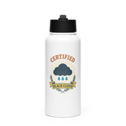 White water bottle with black lid featuring a graphic of a cloud and text "Certified Black Cloud" by Rotor Wash & Wear