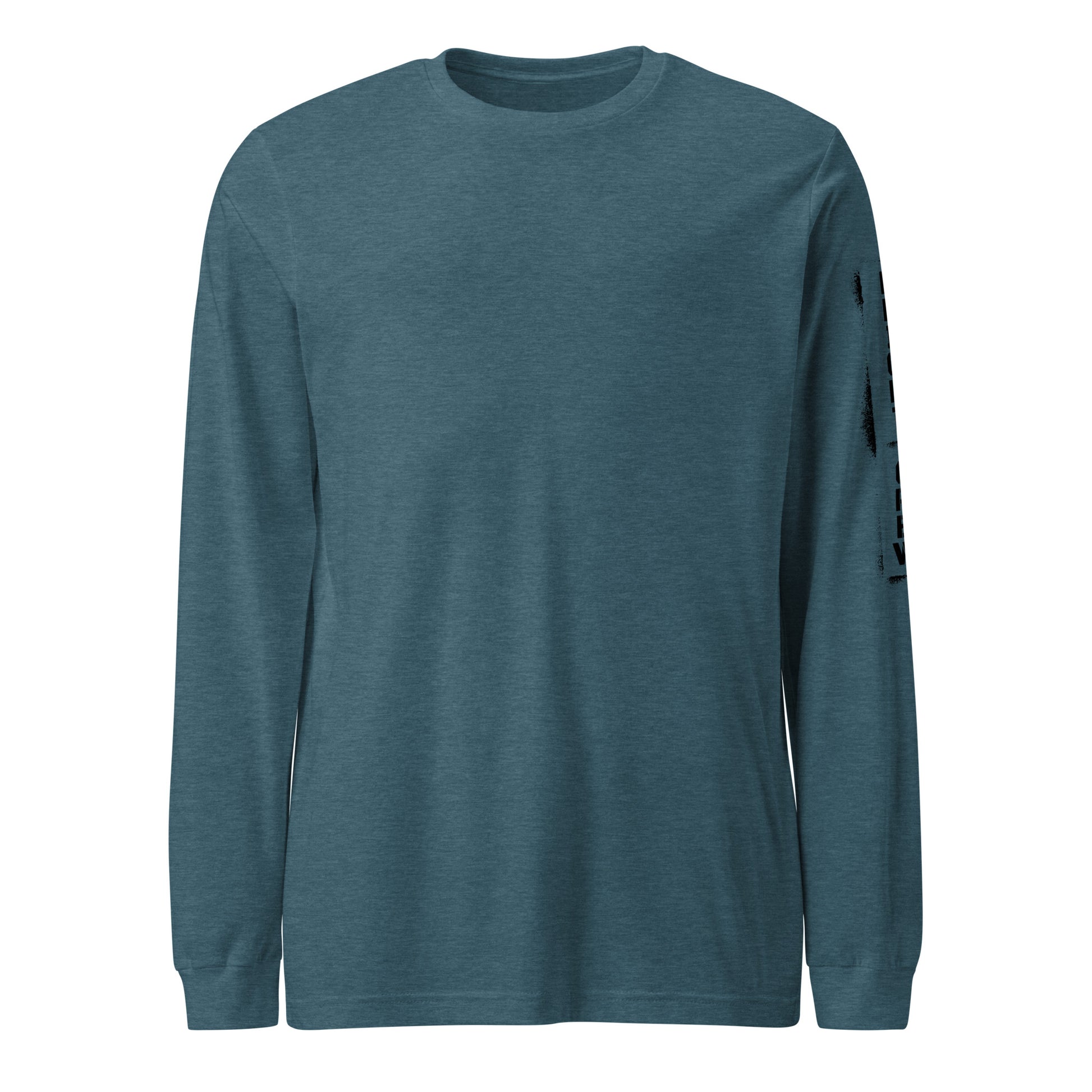 Teal long-sleeve shirt on a white background