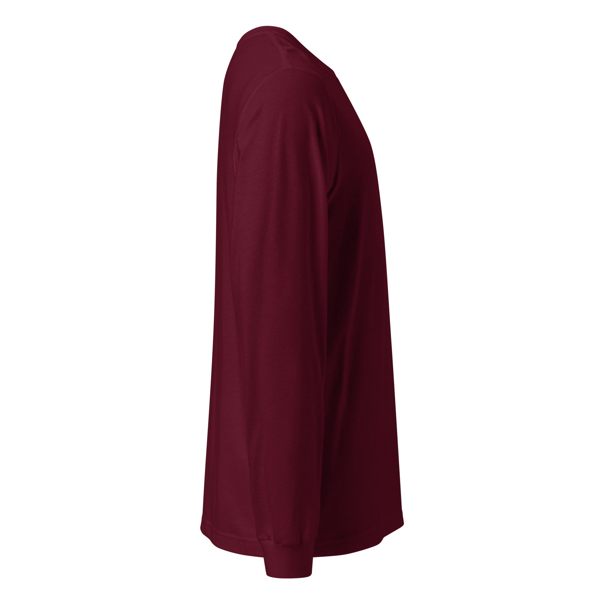 Maroon long-sleeve shirt on a white background