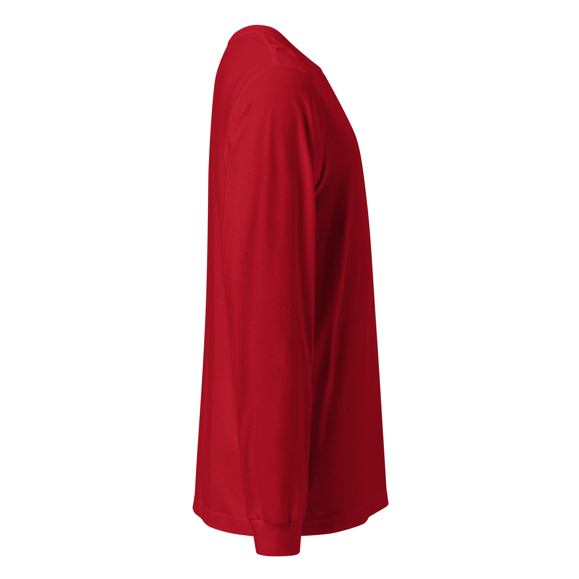 Red long-sleeve shirt on a white background