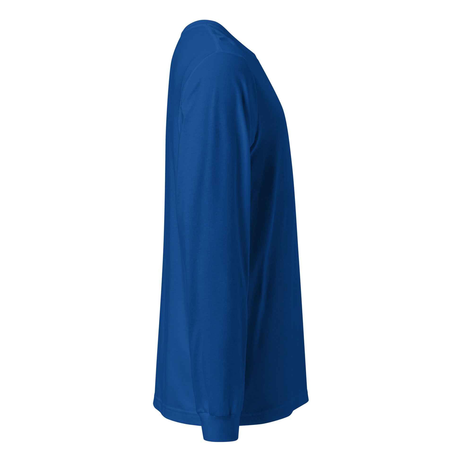 Blue long-sleeve shirt on a white background